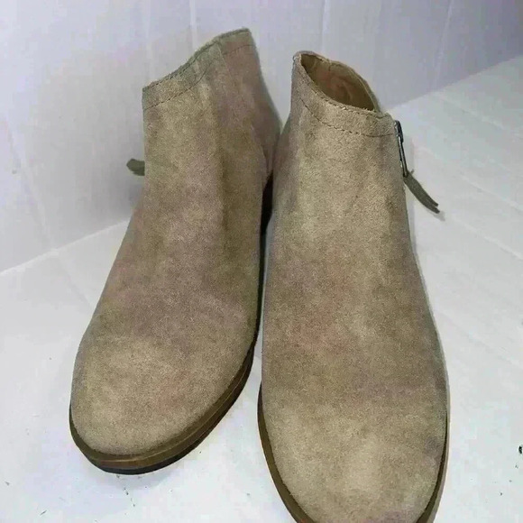 Lucky Brand Wedge Boots Women’s Size 71/2 M Tan Brown Suede - Picture 2 of 11